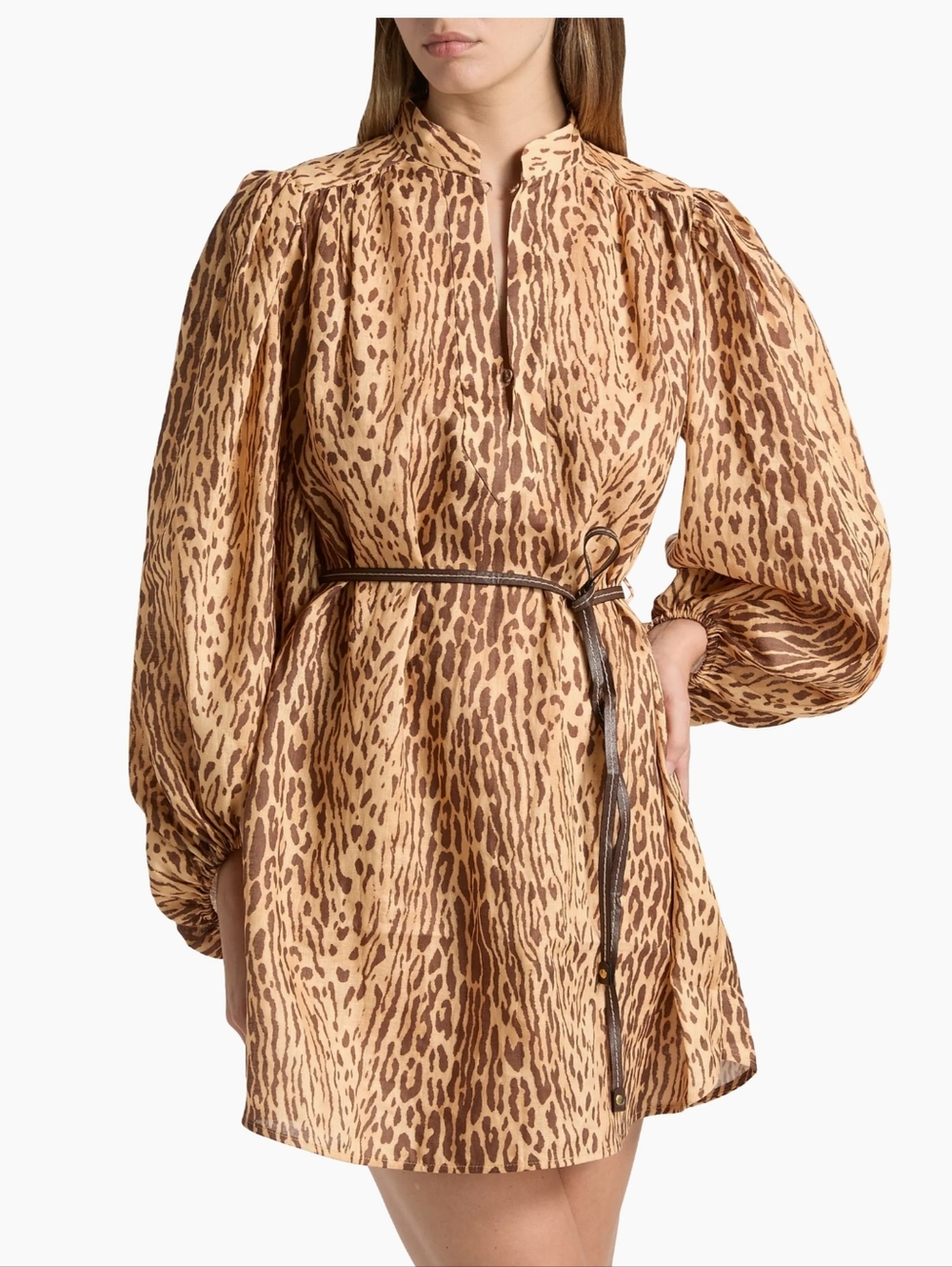 Zimmermann Cascadian Leopard Print Belted Tunic sz8